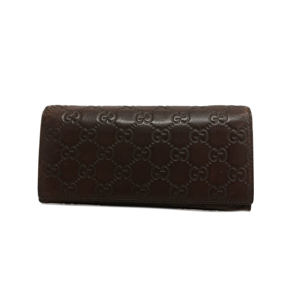 GUCCI ssima Bi-fold Long Wallet Silver Metal Fittings 233154 Brown