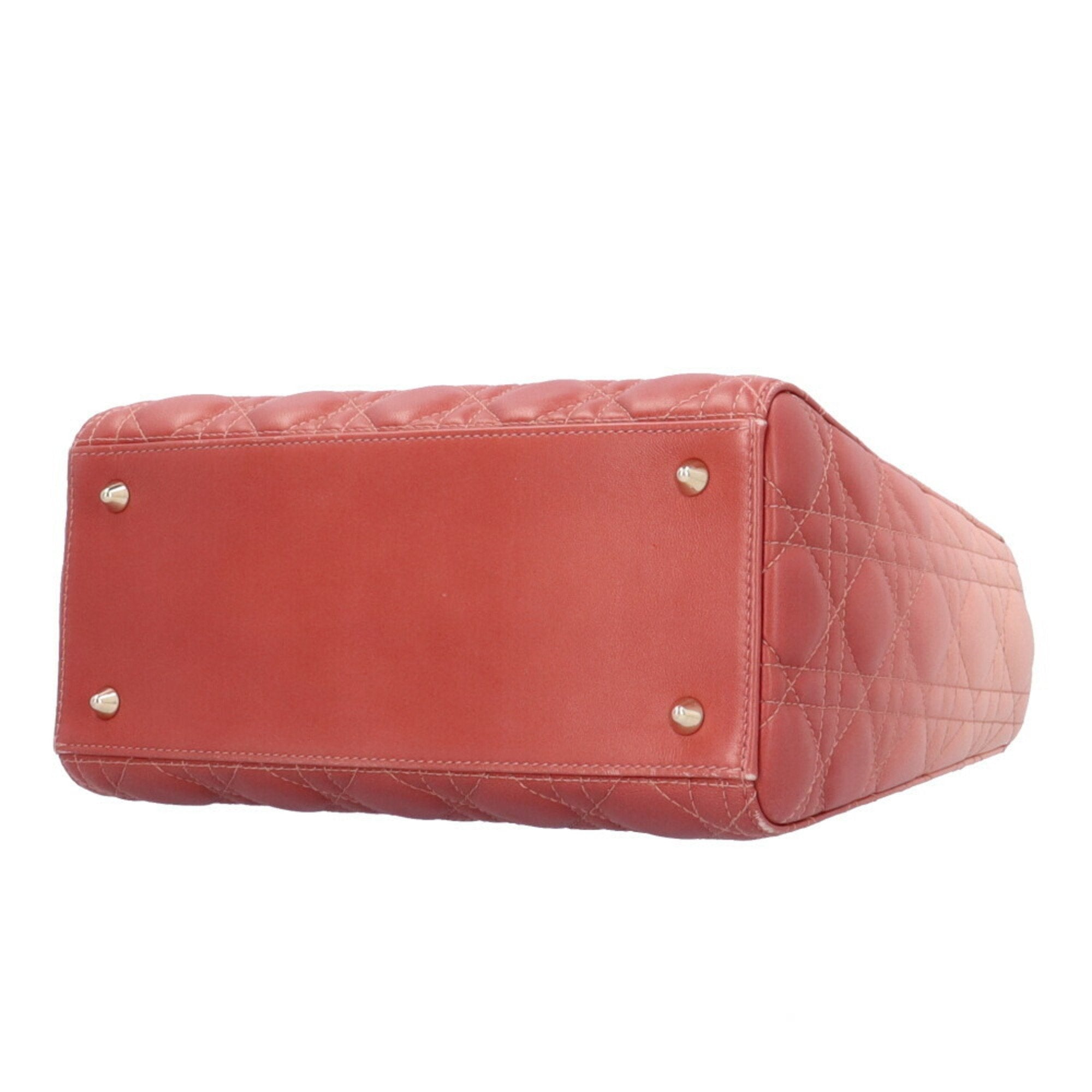 CHRISTIAN DIOR Dior Lady Cannage Shoulder Bag Leather Pink Ladies