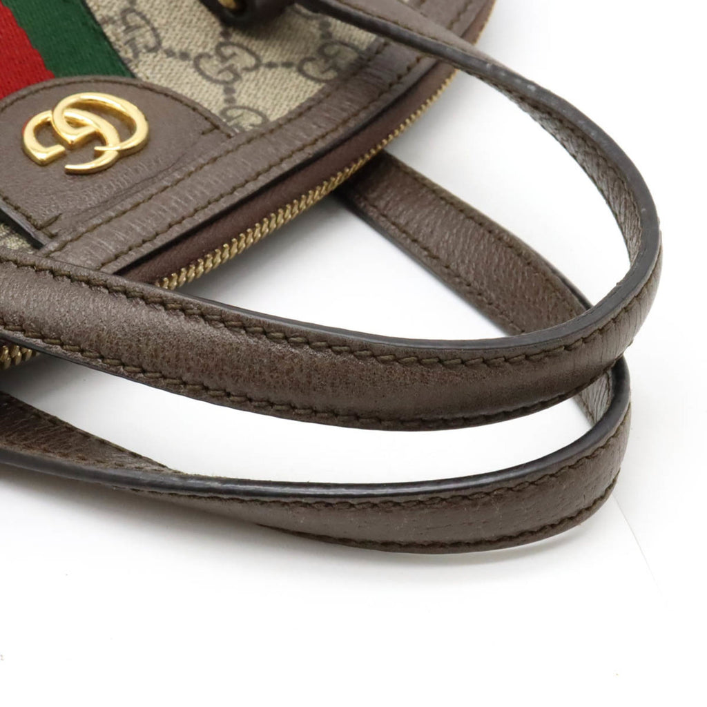 GUCCI Ophidia GG Supreme Medium Handbag Shoulder Leather Beige Mocha Brown 524533