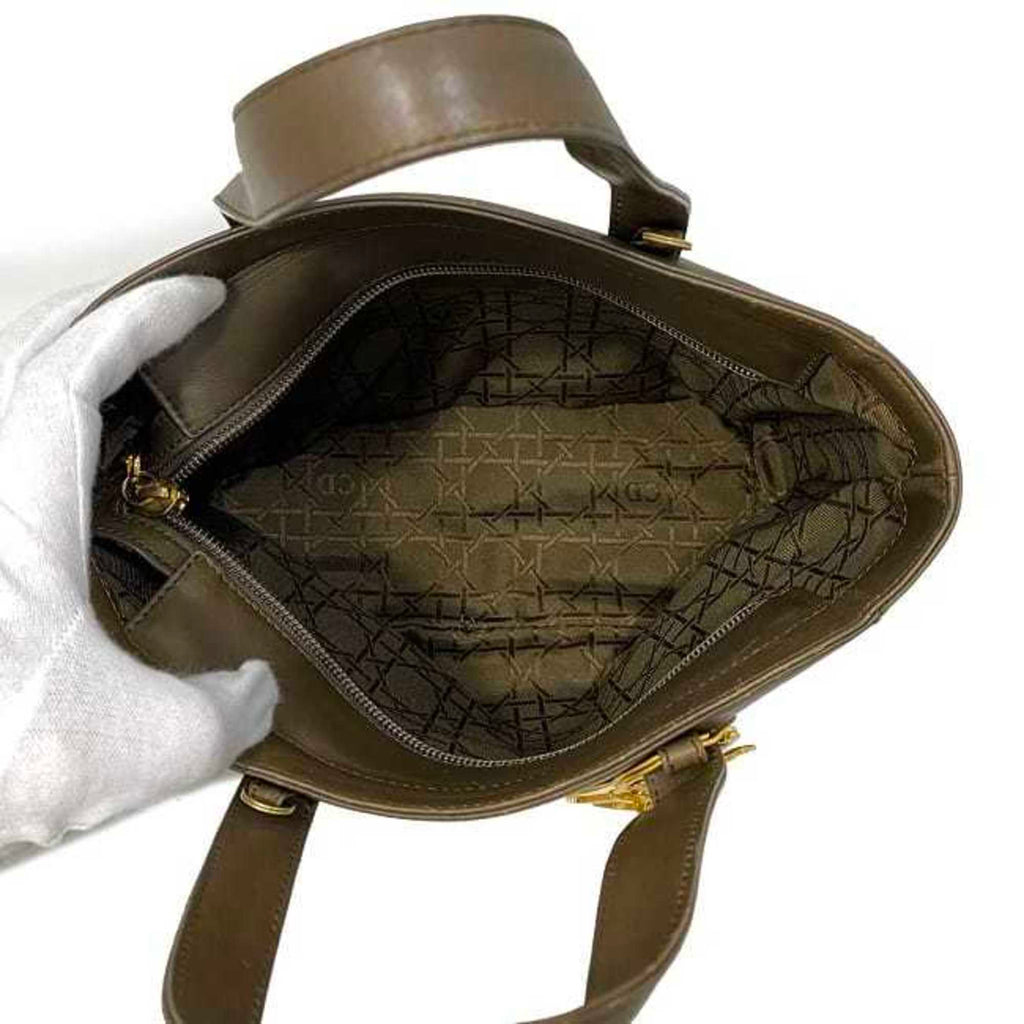 CHRISTIAN DIOR 2way bag brown cannage handbag leather lambskin