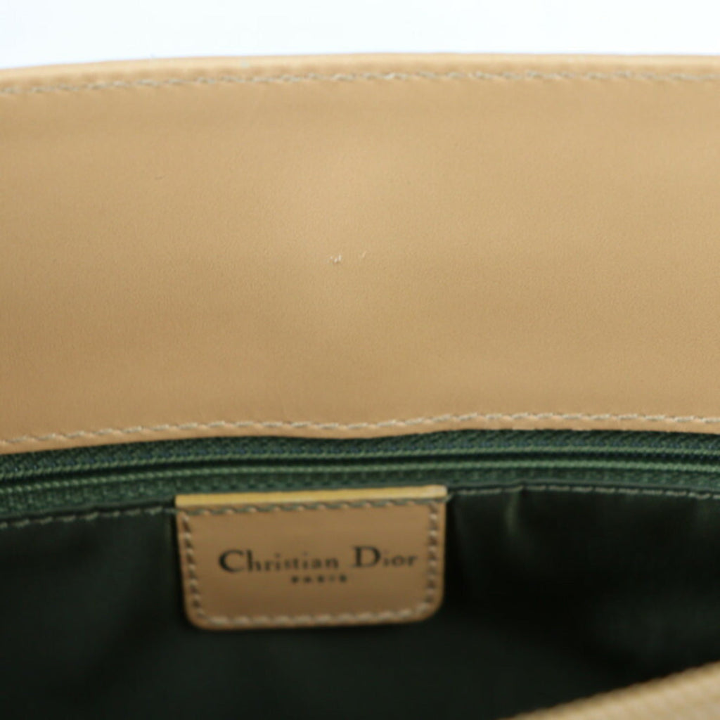 Christian Dior Trotter Handbag BM 0061 Canvas Calf Leather Green Light Brown Series Silver Hardware Denim Design Tote Bag