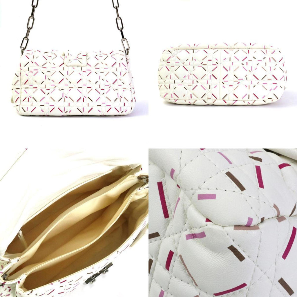 CHRISTIAN DIOR Shoulder Bag Canage Leather White Series Women's