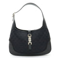 GUCCI GG Canvas Jackie Line Shoulder Bag Leather Black 001.3306.3444
