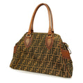 FENDI  Zucca Tote Bag Women's Nylon Canvas,Leather Tote Bag Brown