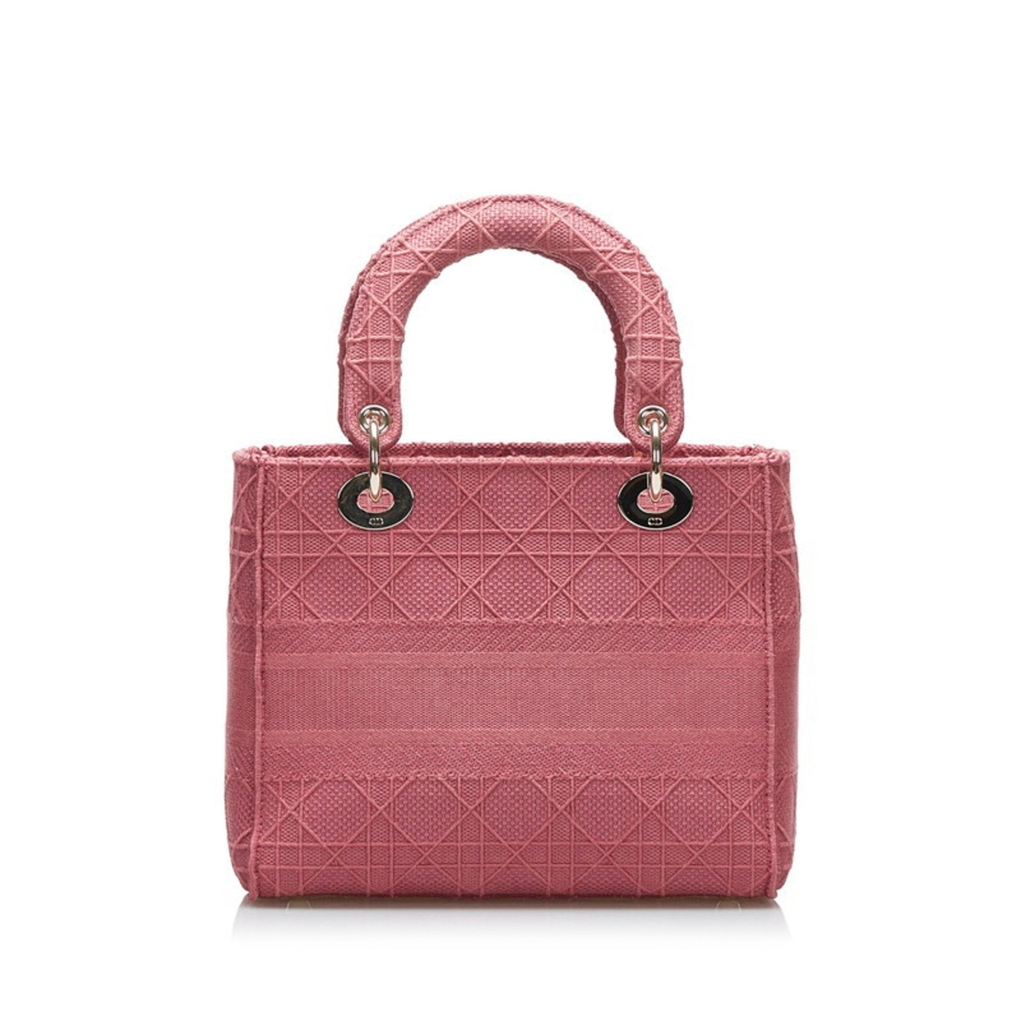 CHRISTIAN DIOR Dior Canage Lady Delight Handbag Shoulder Bag Pink Canvas Ladies