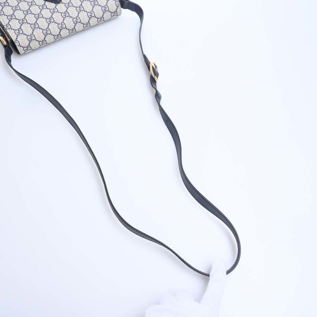 GUCCI GG Supreme Leather Shoulder Bag 432150 Navy Ladies