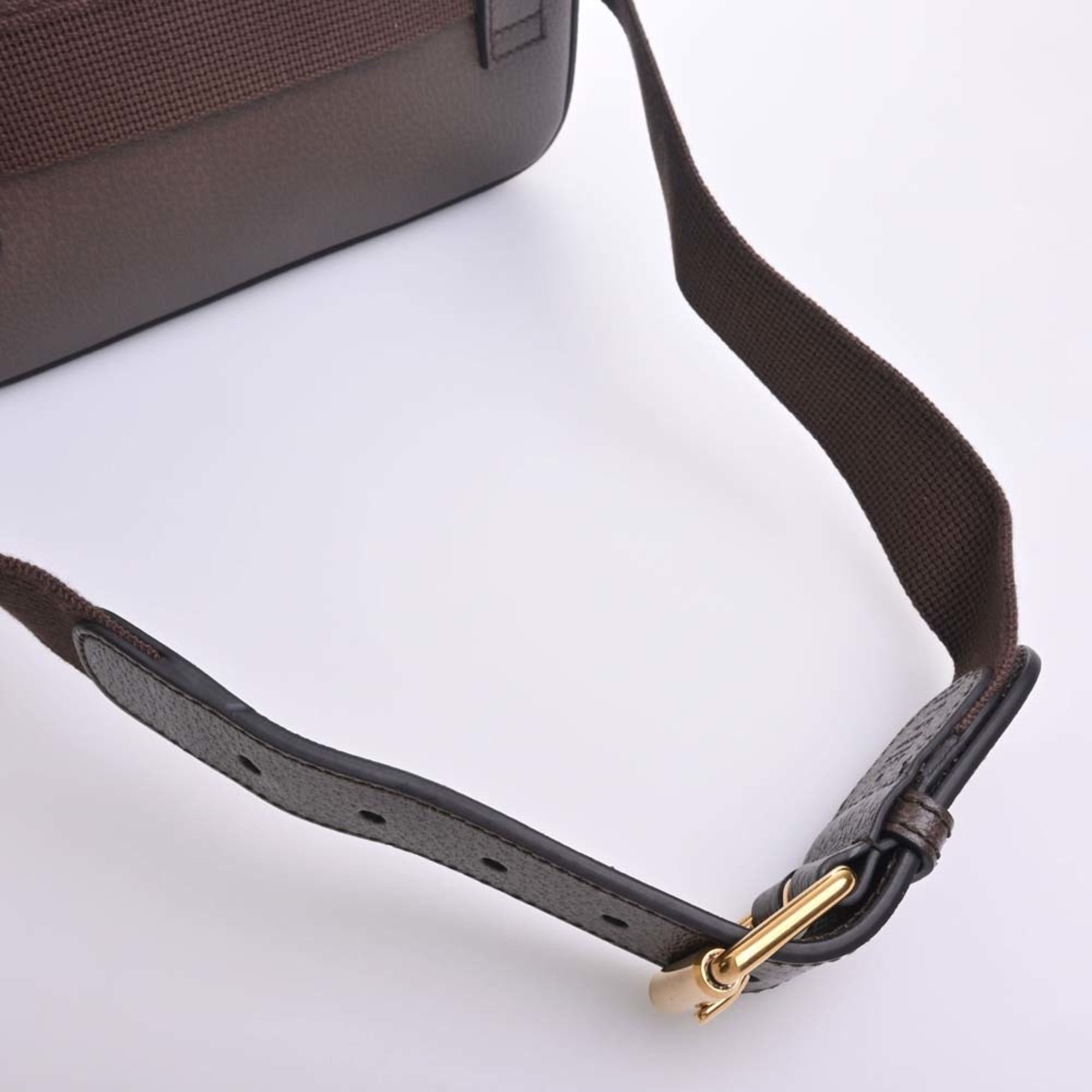 GUCCI Leather Waist Bag Belt 100th Anniversary 602695 Brown Women's