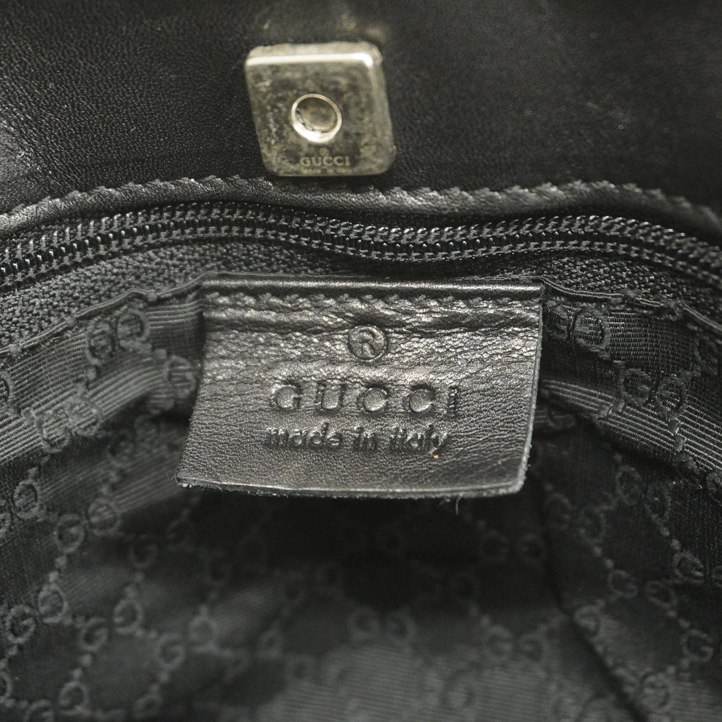 GUCCI  Sherry Line 73984 Women's Denim,Leather Tote Bag Black