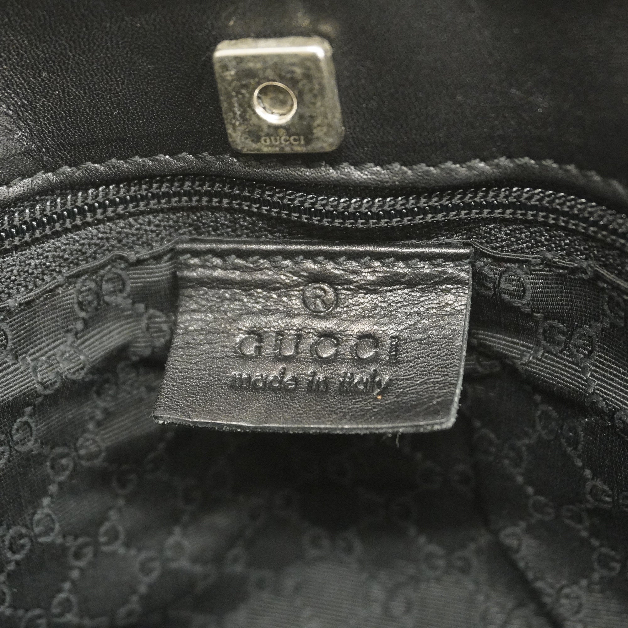 GUCCI  Sherry Line 73984 Women's Denim,Leather Tote Bag Black