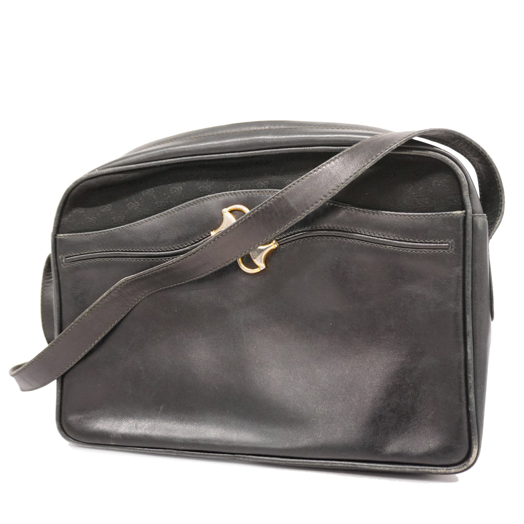 GUCCI  Micro GG 22 001 3100 Women's Canvas,Leather Shoulder Bag Black