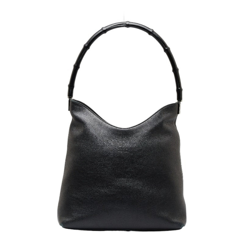 GUCCI Bamboo One Shoulder Bag 001 3244 Black Leather Women's