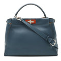 FENDI Peekaboo Handbag Shoulder Bag Leather Blue 8BN290