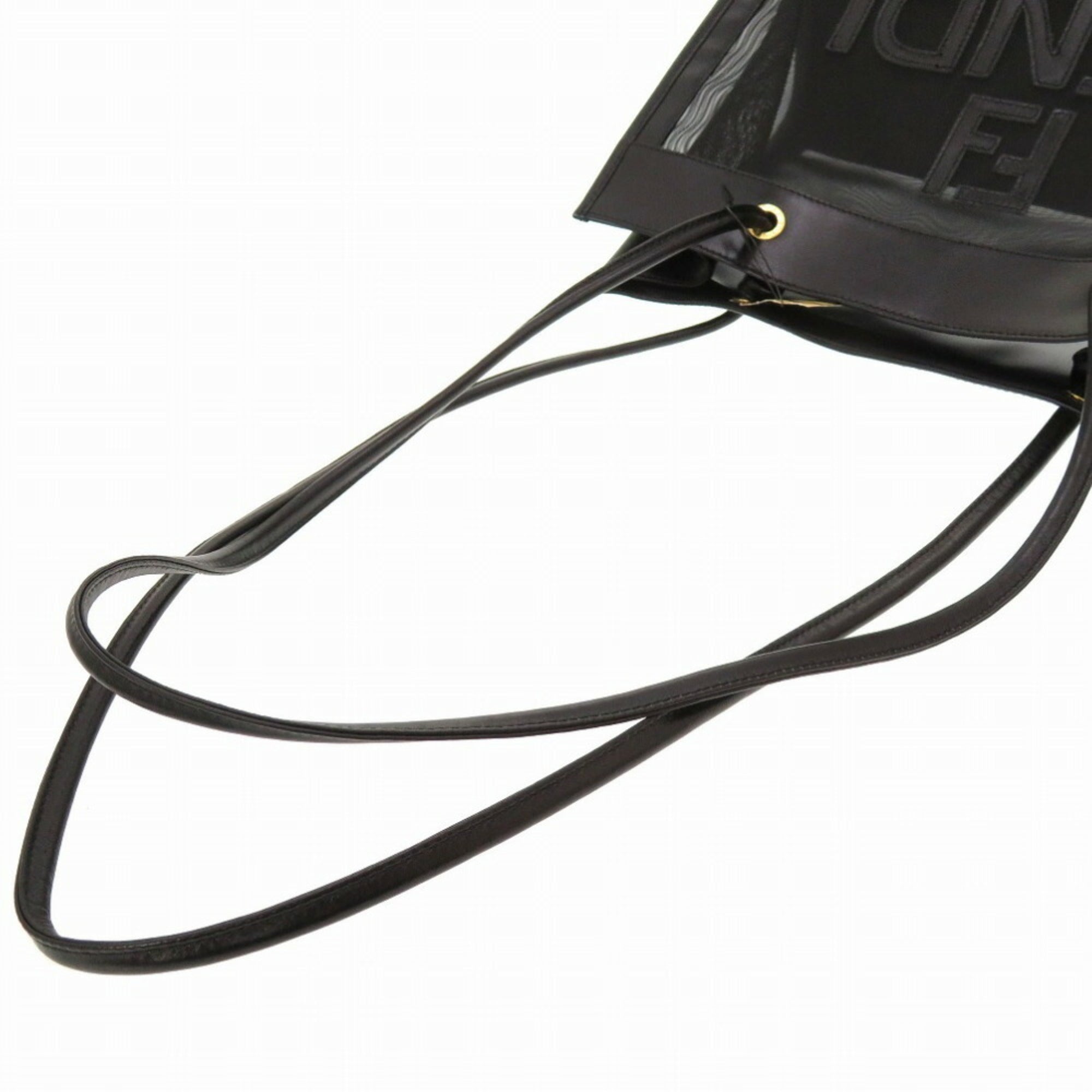 FENDI mesh leather black tote bag 0142