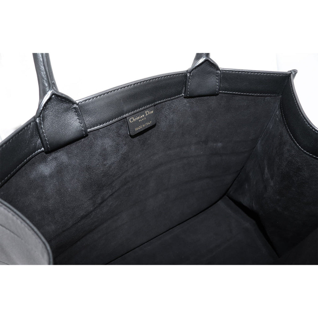 CHRISTIAN DIOR Book Tote Bag Medium Leather Black M1296ZGSB
