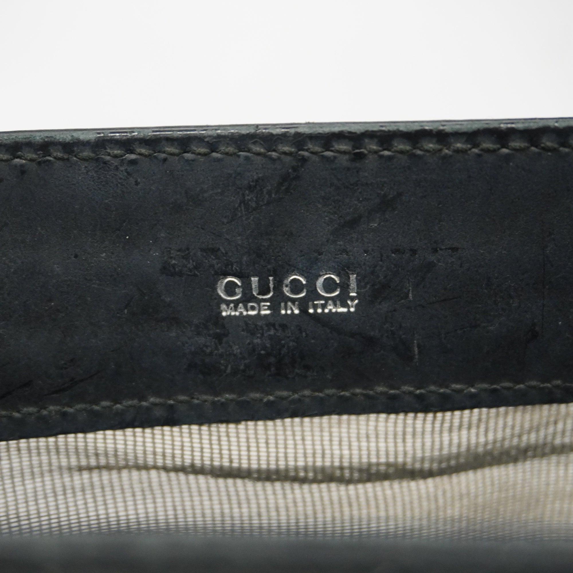 GUCCI  002 1705 0405 Women's Mesh,Leather Tote Bag Black