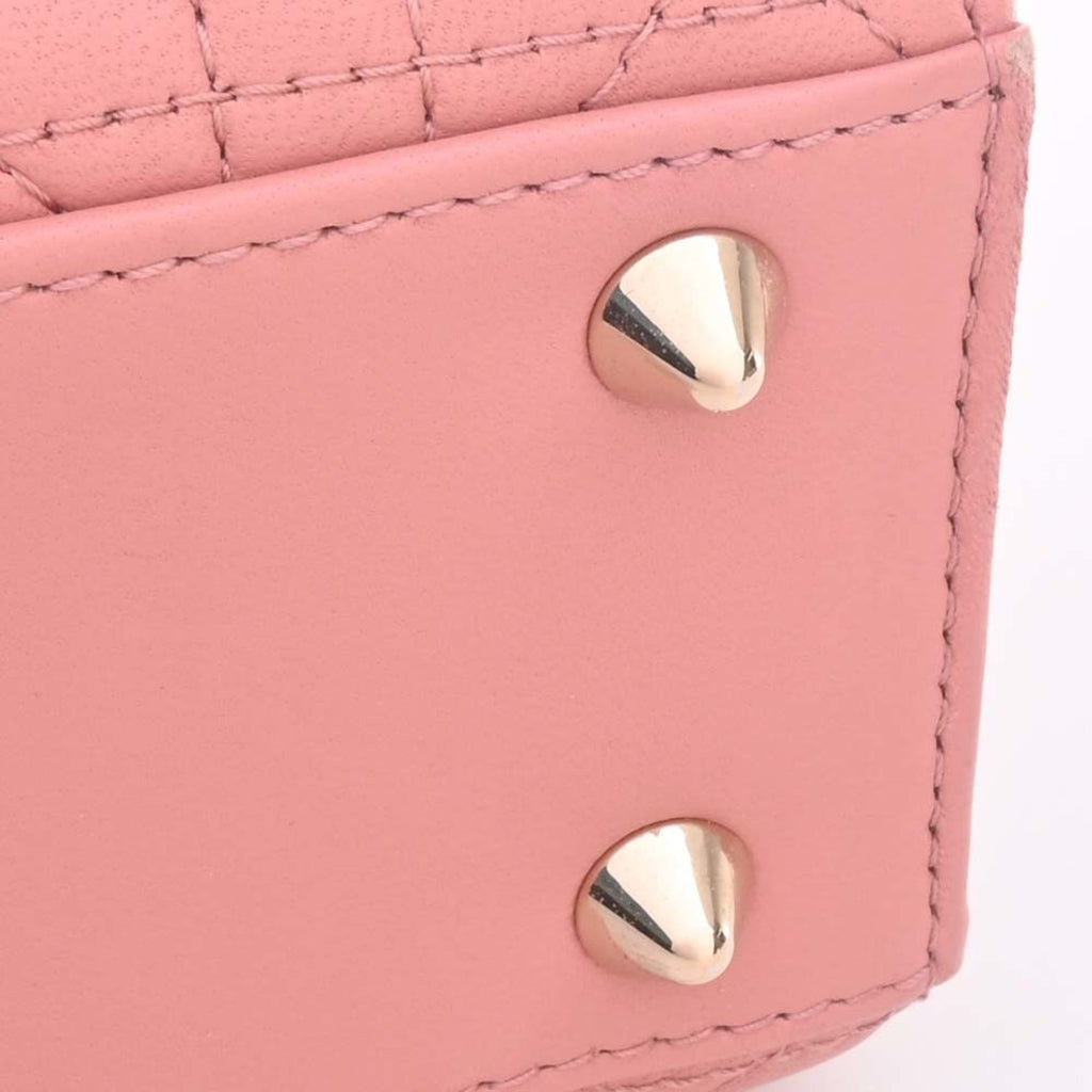 CHRISTIAN DIOR MY ABC DIOR My Lady Cannage Leather Handbag Pink Ladies