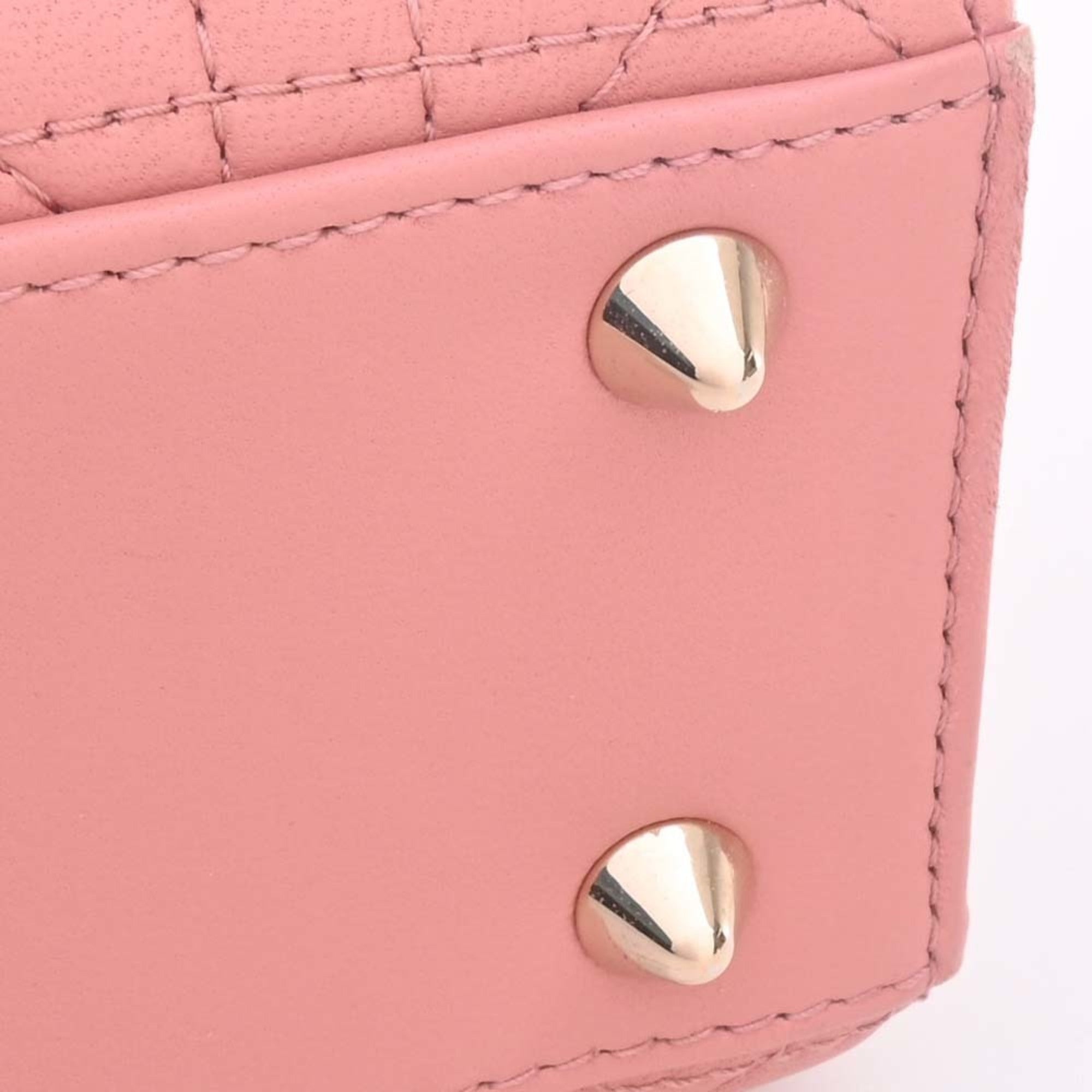 CHRISTIAN DIOR MY ABC DIOR My Lady Cannage Leather Handbag Pink Ladies