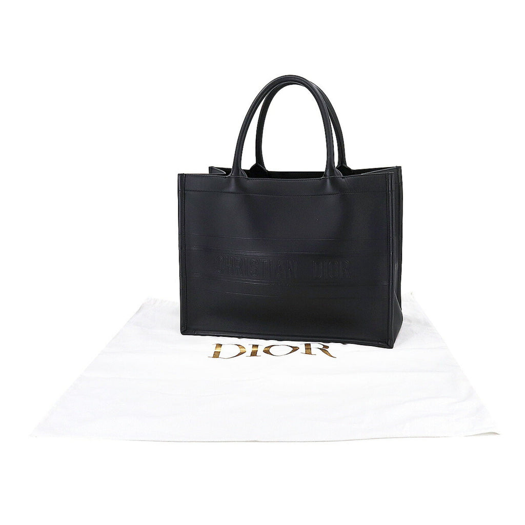 CHRISTIAN DIOR Book Tote Bag Medium Leather Black M1296ZGSB