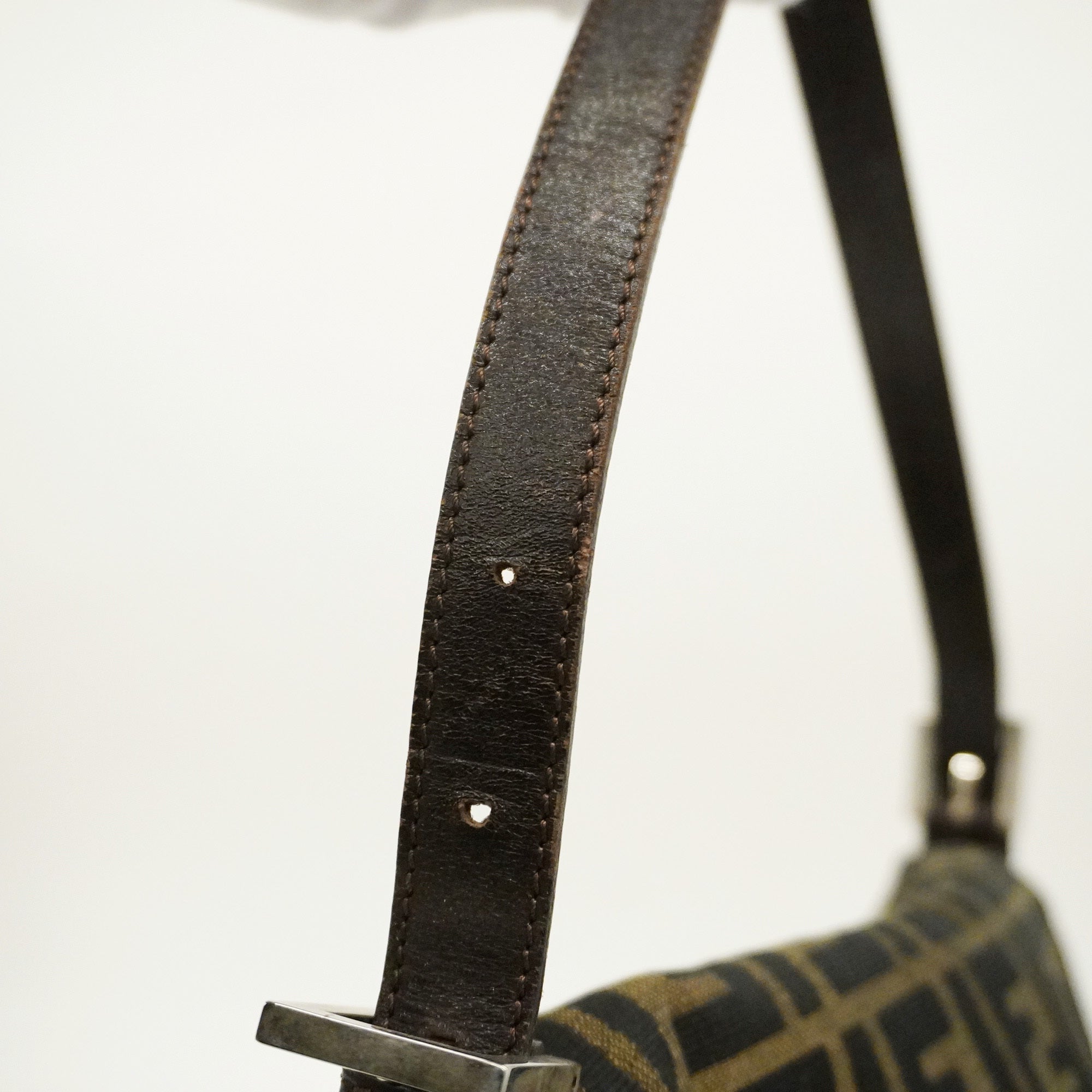 FENDIAuth  Zucca Handbag Women's Nylon Canvas Handbag Brown