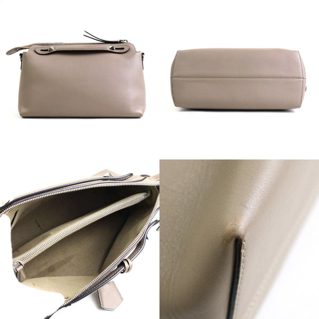 FENDI Handbag Shoulder Bag Visible Medium Leather Greige Women's 8BL146・1D5