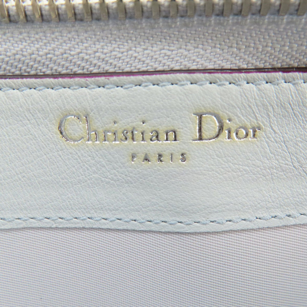 CHRISTIAN DIOR Round Charm Long Wallet Leather Women's