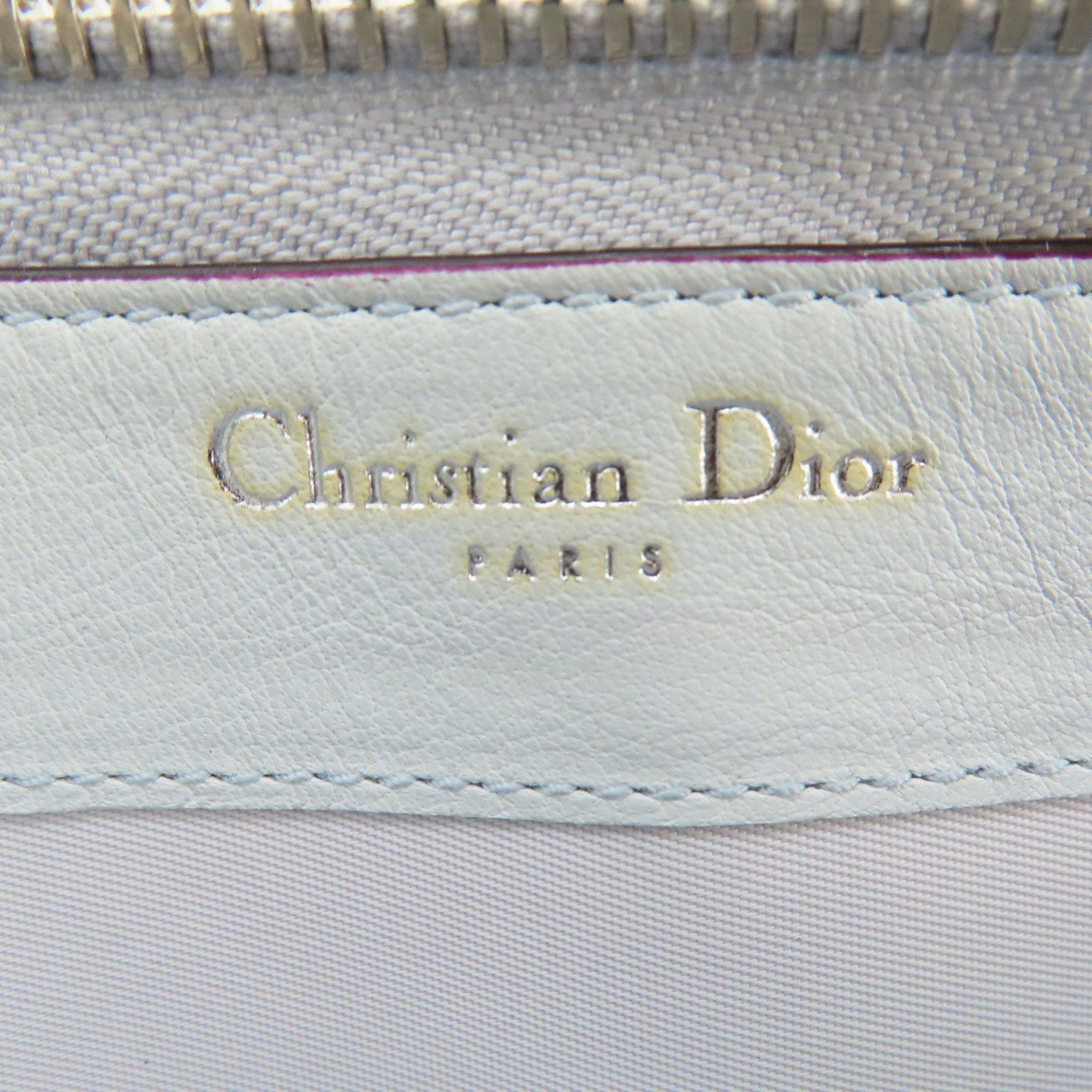 CHRISTIAN DIOR Round Charm Long Wallet Leather Women's