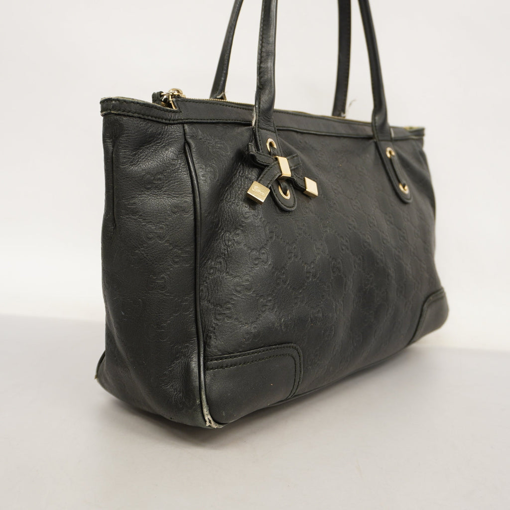 GUCCI ssima Princey 177052 Women's Leather Tote Bag Black