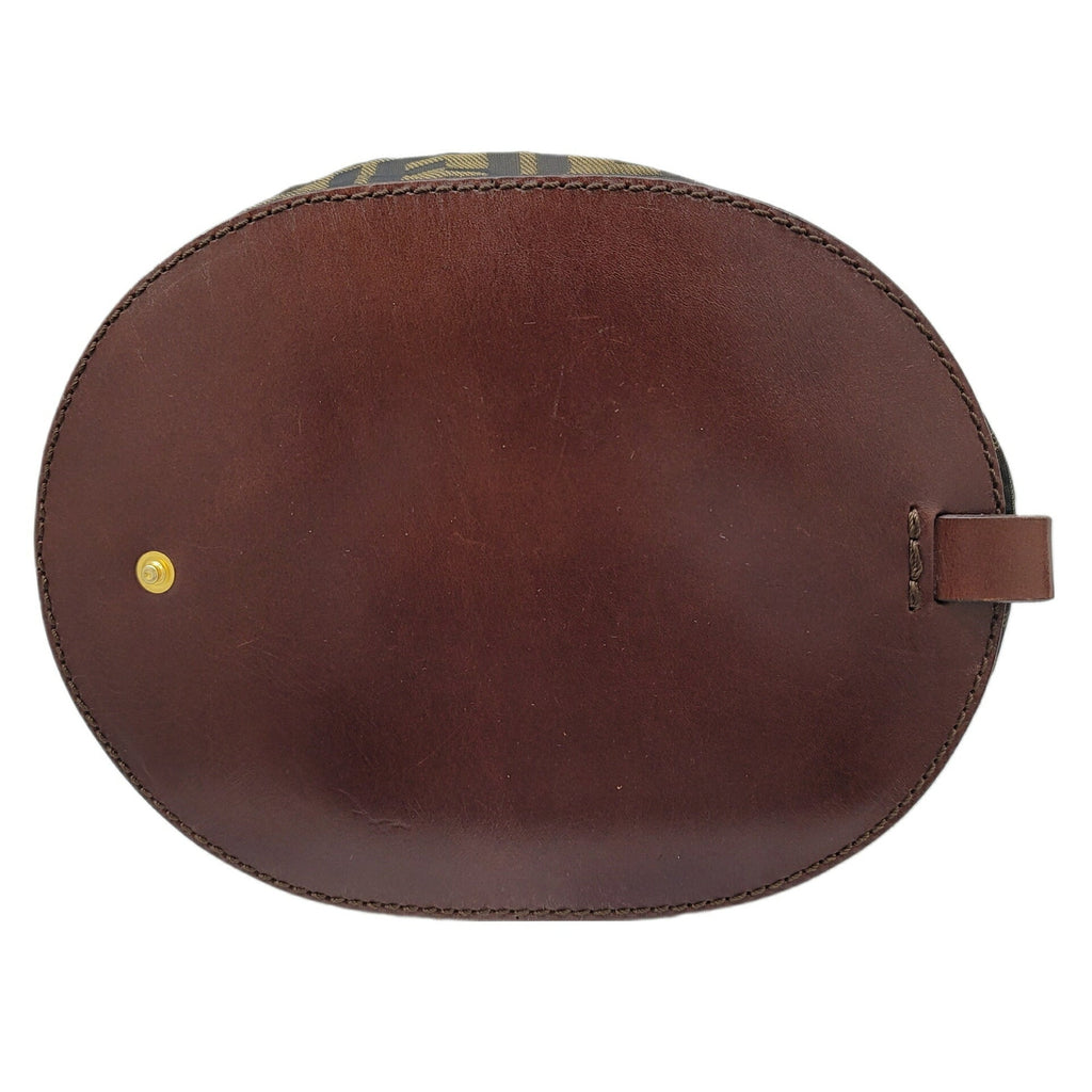 FENDI Zucca pattern bag brown khaki leather storage foldable nylon women's men's unisex
