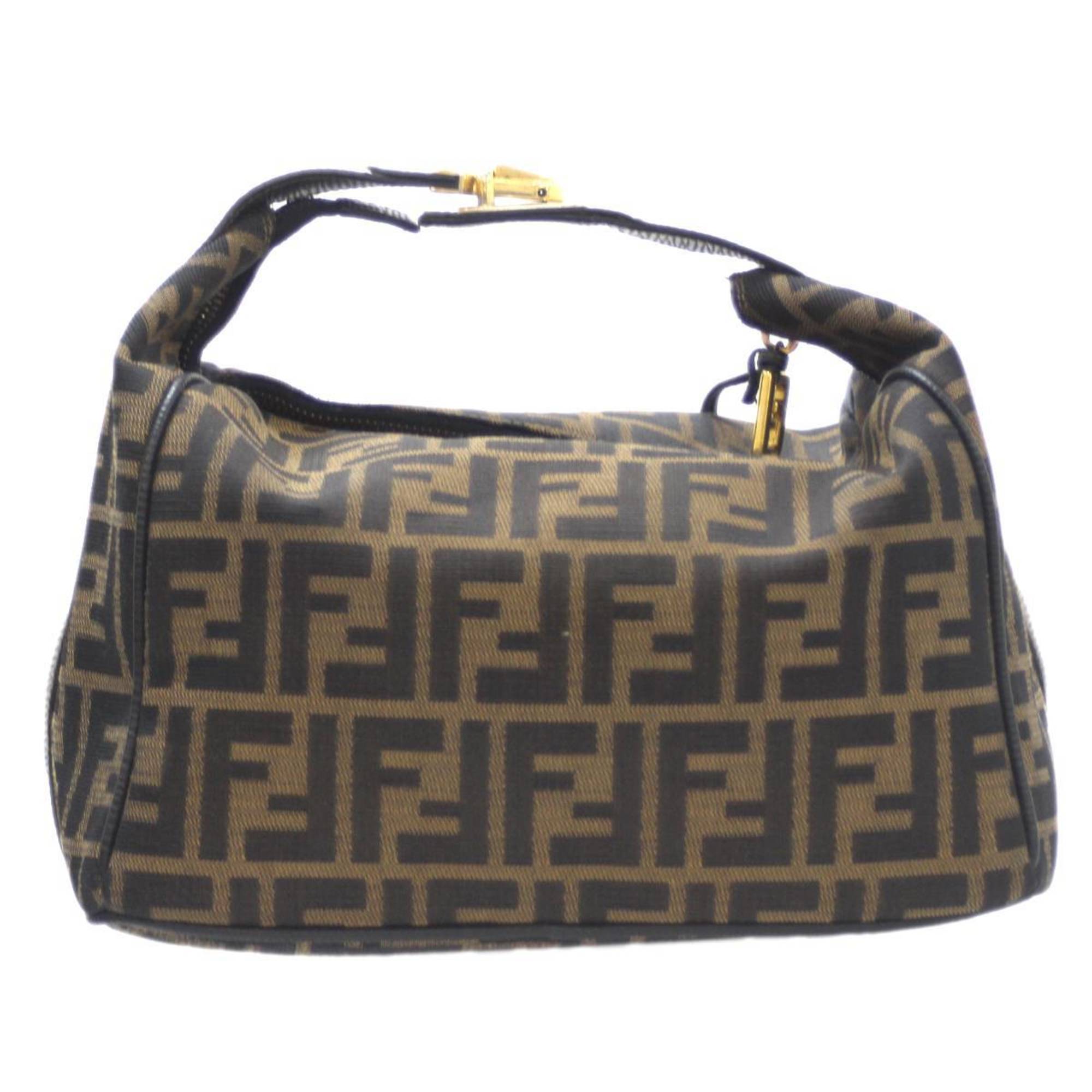 FENDI Vanity Bag Handbag Zucca Pattern Brown