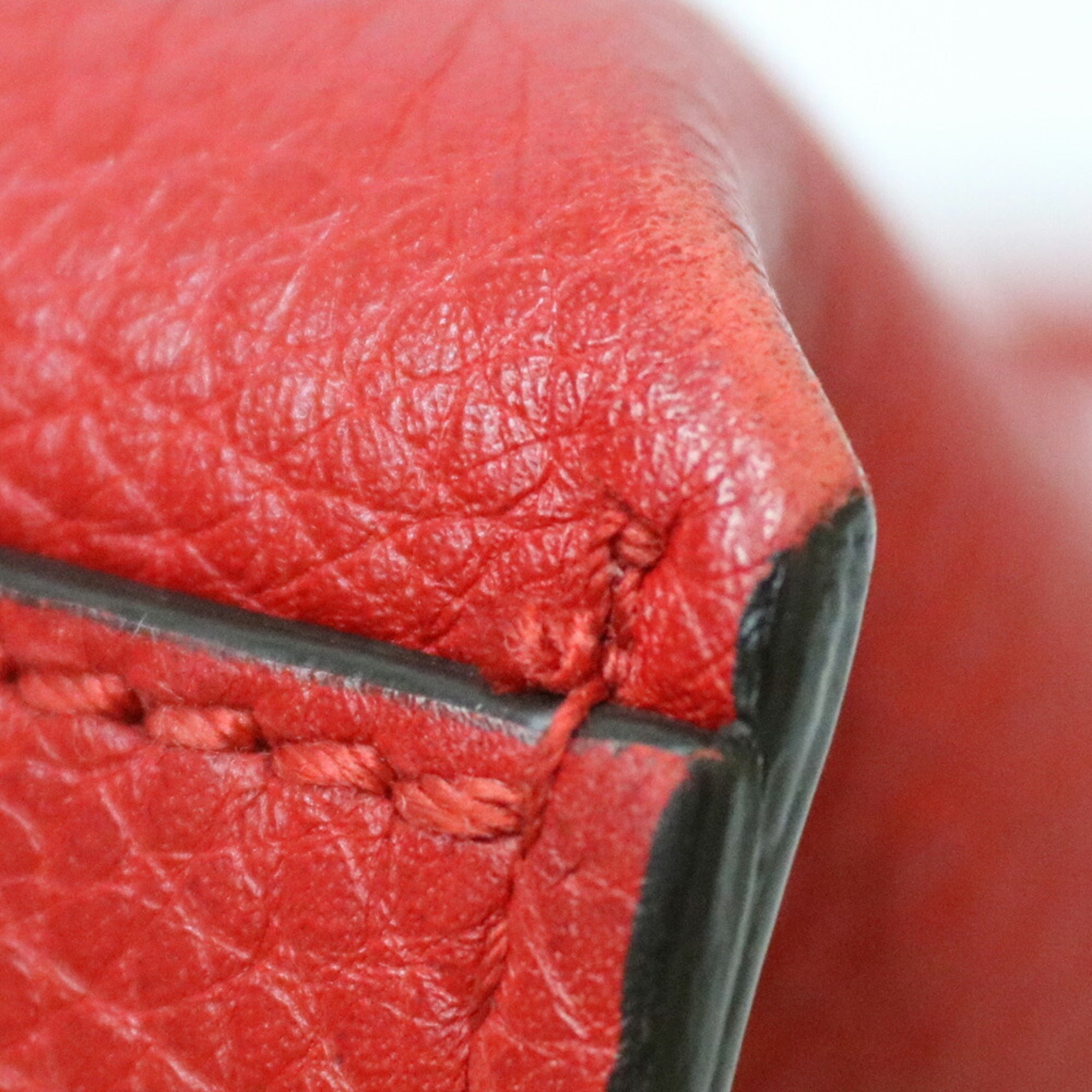 Gucci Shoulder Bag Bamboo Handbag Red Women's Leather
