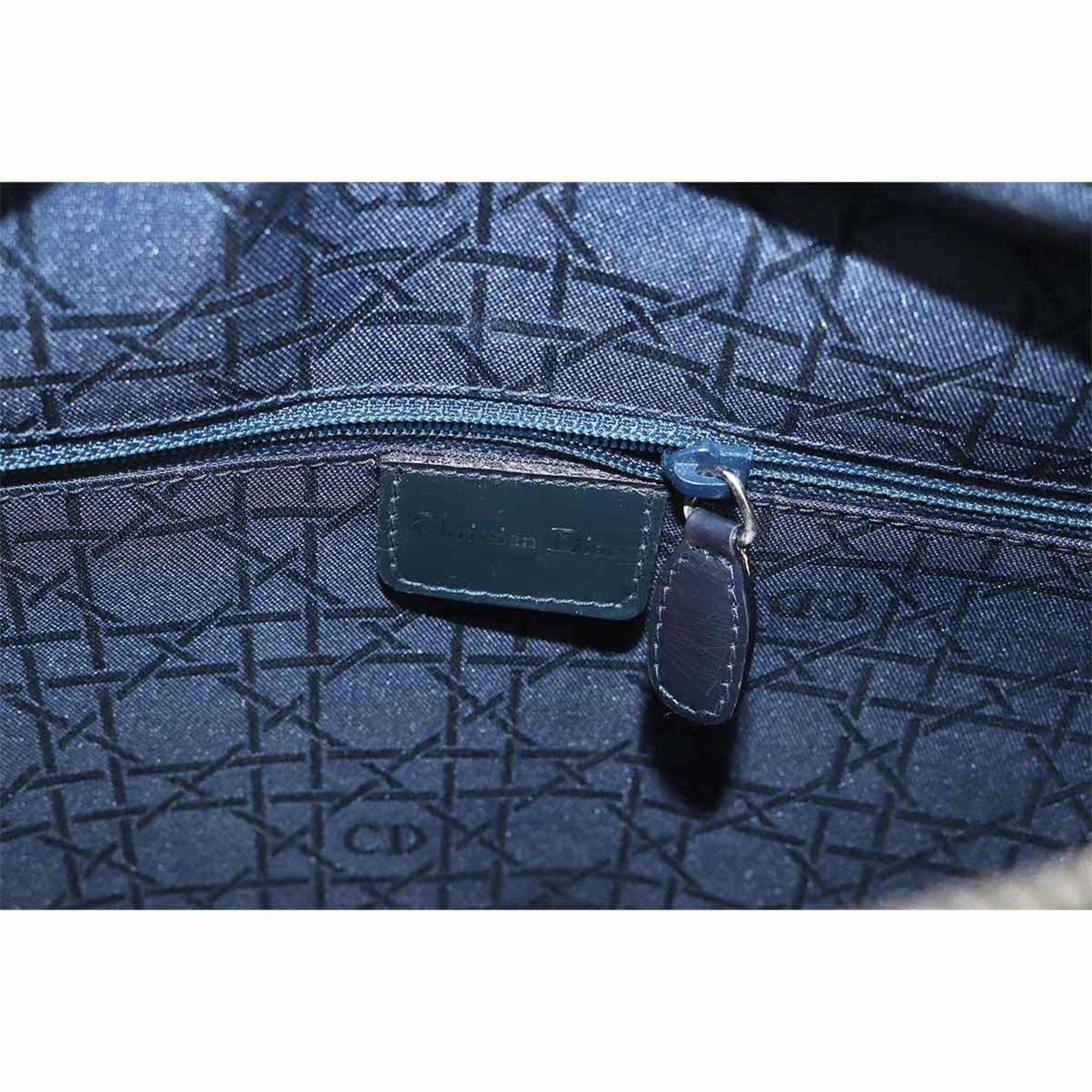CHRISTIAN DIOR lady large 2way hand shoulder bag denim blue Lady