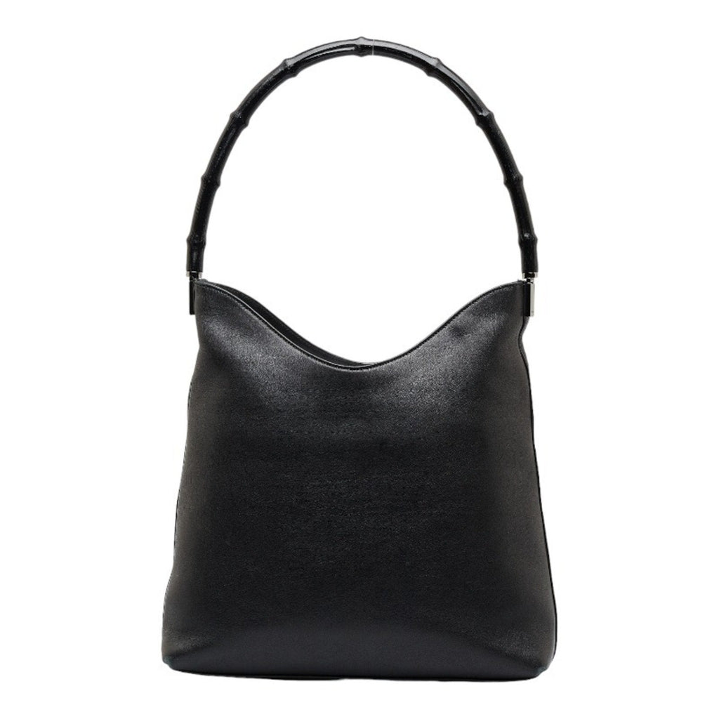 GUCCI Bamboo One Shoulder Bag 001 3244 Black Leather Women's