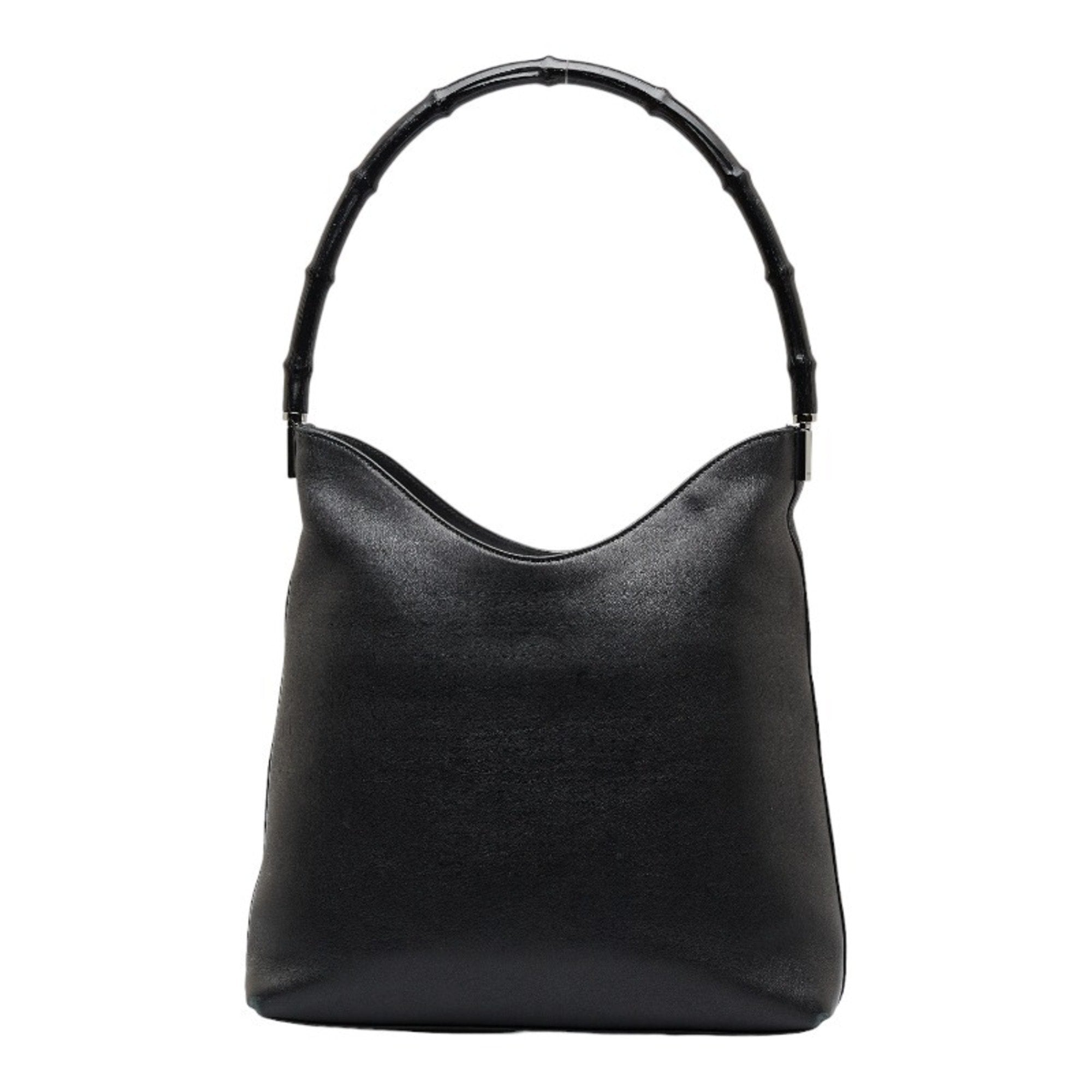 GUCCI Bamboo One Shoulder Bag 001 3244 Black Leather Women's
