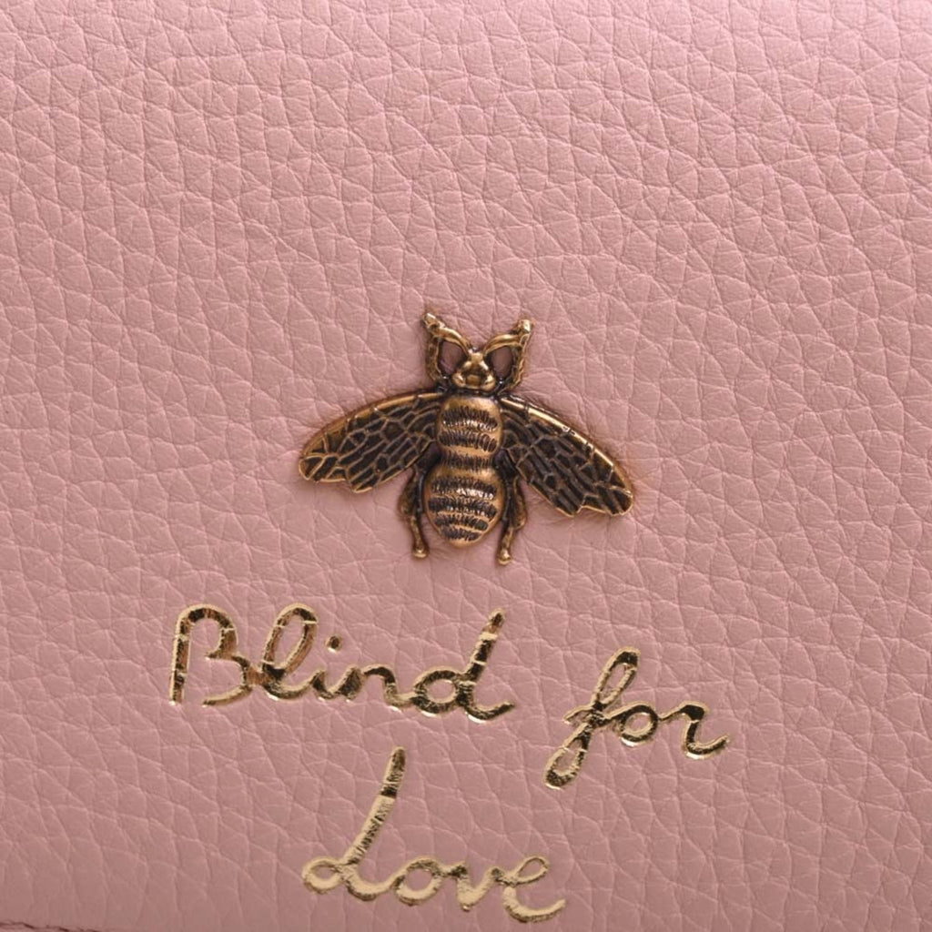 GUCCI Leather Animanie Bee Shoulder Bag 498097 Pink Women's