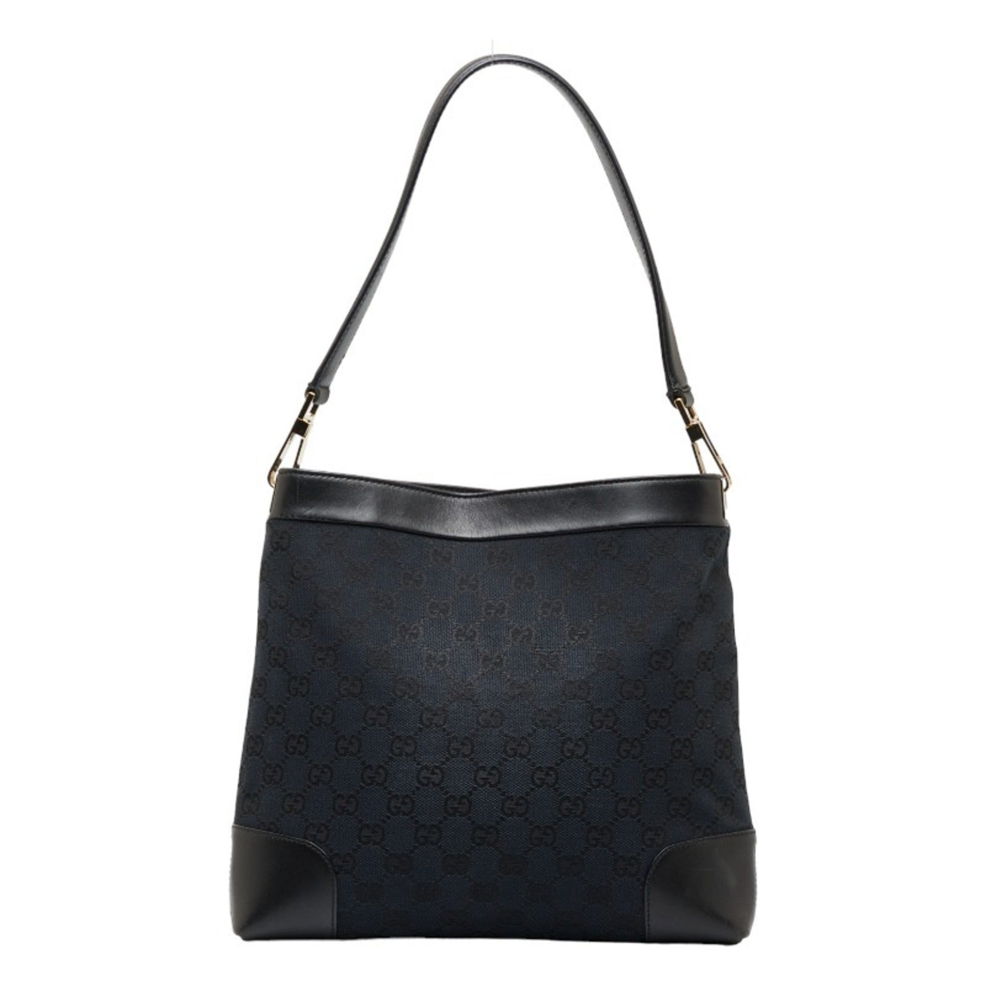 GUCCI GG canvas handbag one shoulder bag 001 4231 black leather ladies