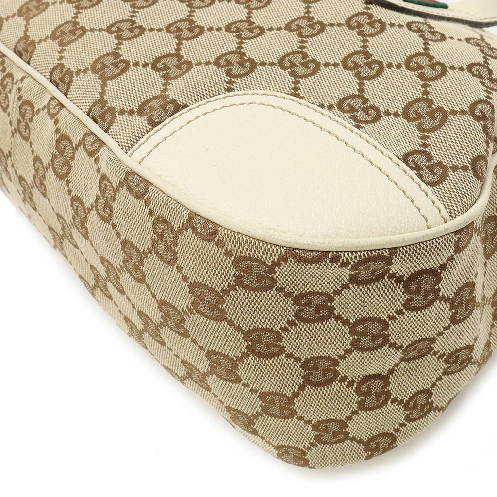 GUCCI GG Canvas Princey Sherry Line Handbag Shoulder Bag Leather Beige Ivory 211977