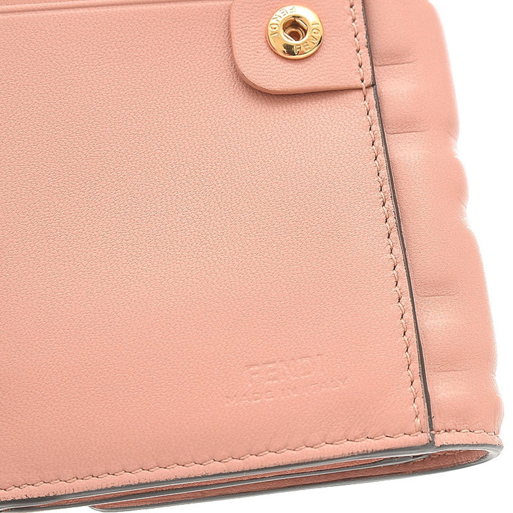 FENDI FF Embossed Medium Wallet W Hook Nappa Leather Pink 8M0419