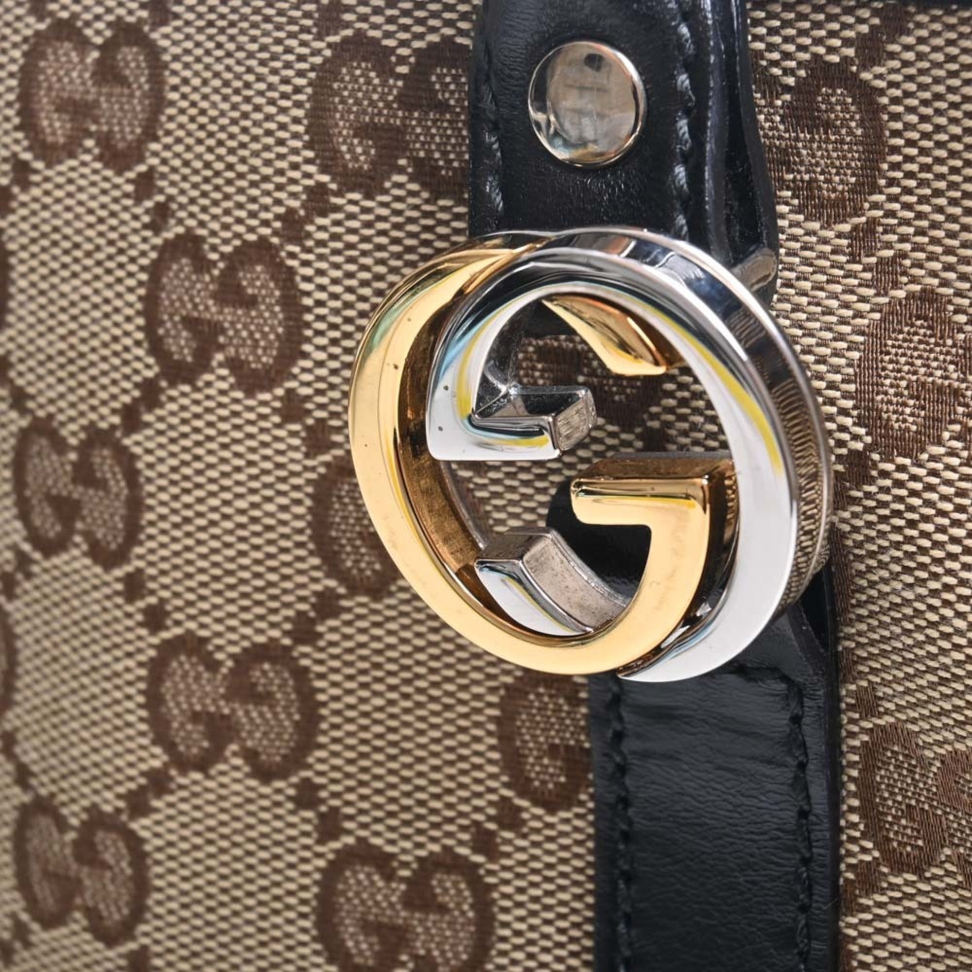 GUCCI GG Canvas Twins Tote Bag 232957 Beige/Black Women's