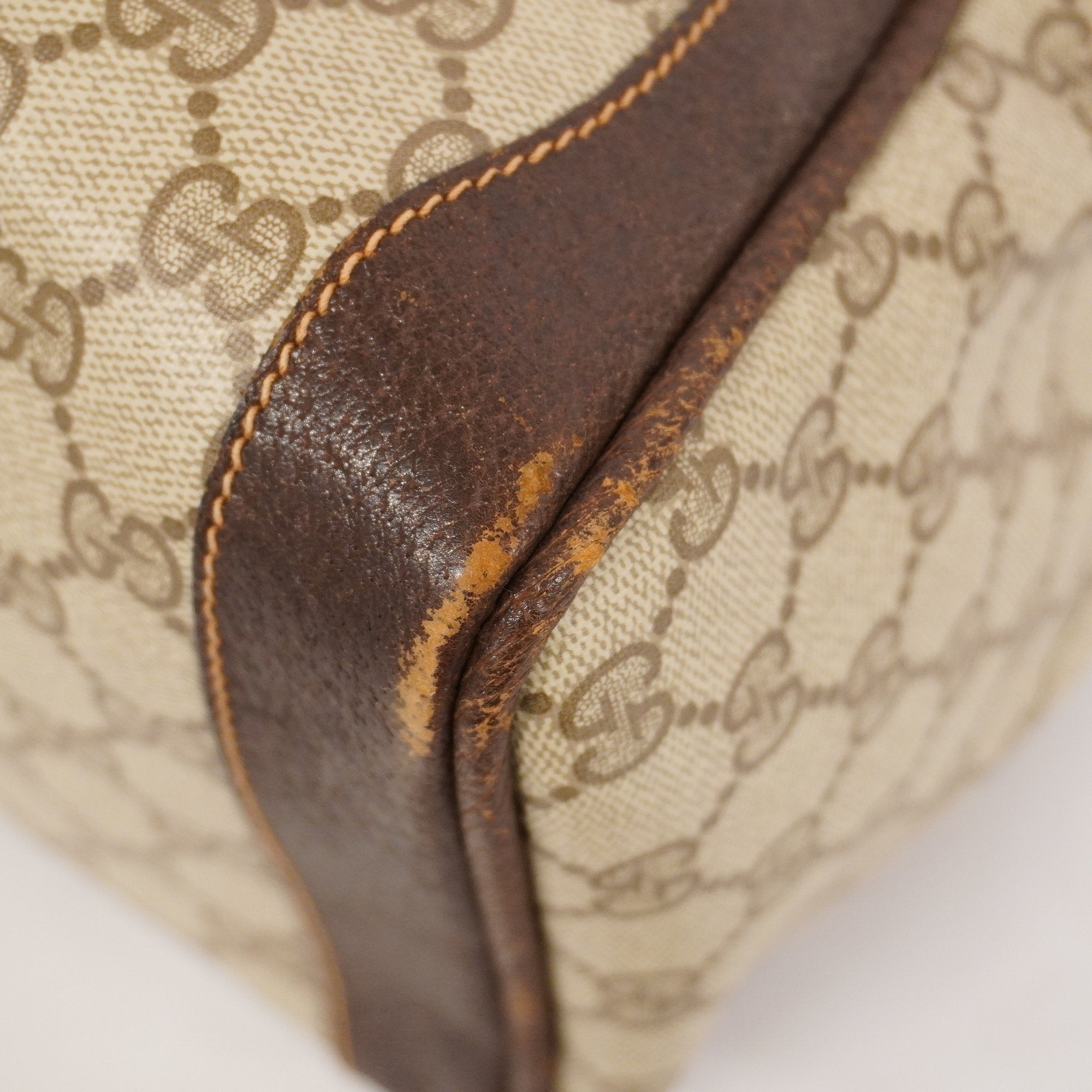 GUCCI  GG Supreme GG Supreme 98 002 468 Women's PVC,Leather Handbag Beige