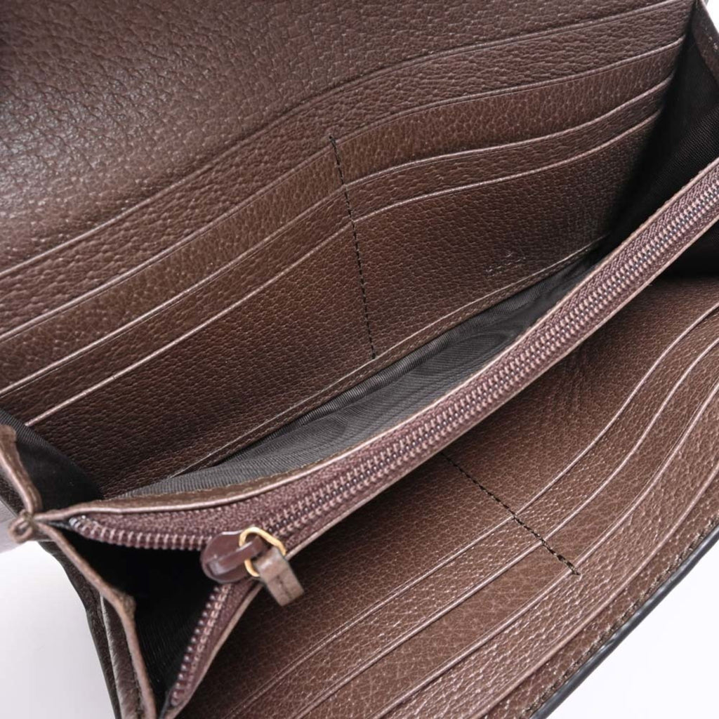 GUCCI Ophidia GG Supreme Sherry Continental Long Wallet 523153 Beige Brown Women's