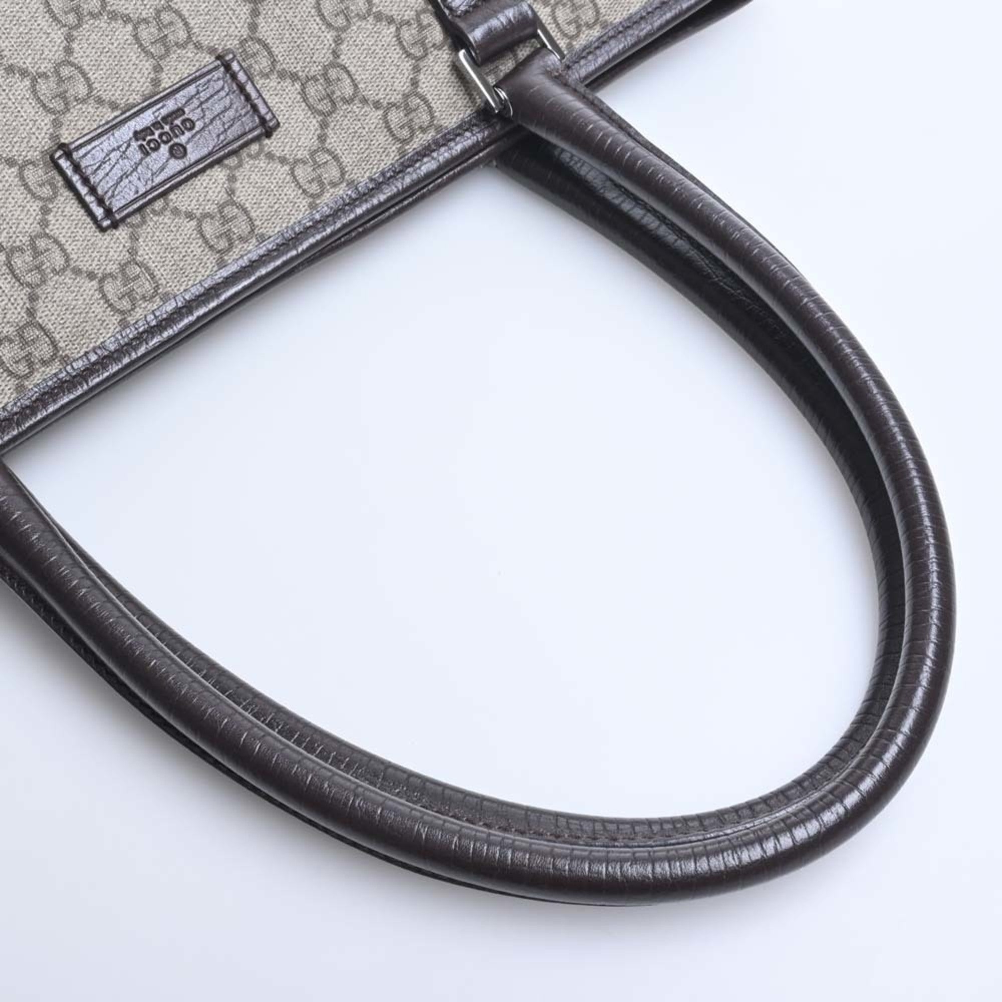 GUCCI GG Supreme Leather Tote Bag 114595 Beige/Brown Women's