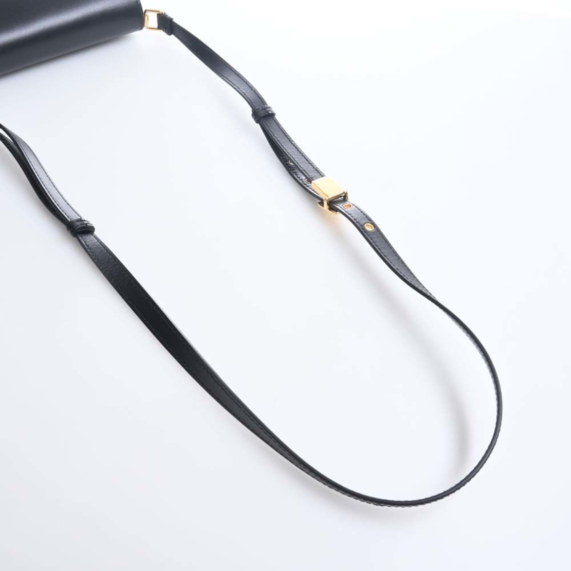 CHRISTIAN DIOR Leather Bobby Frame Bag Shoulder Black Women's