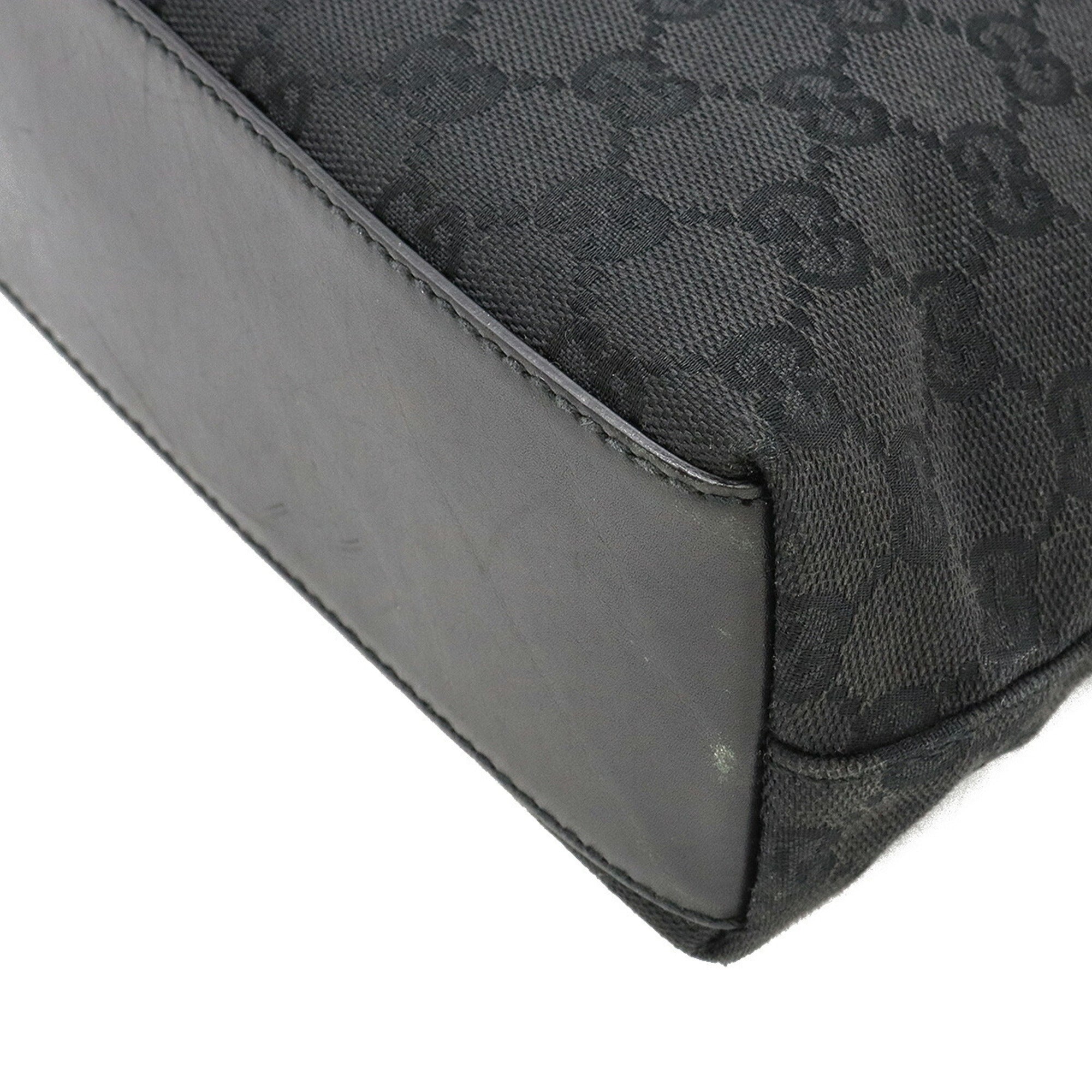 GUCCI GG Canvas New Jackie Shoulder Bag Leather Black 110291