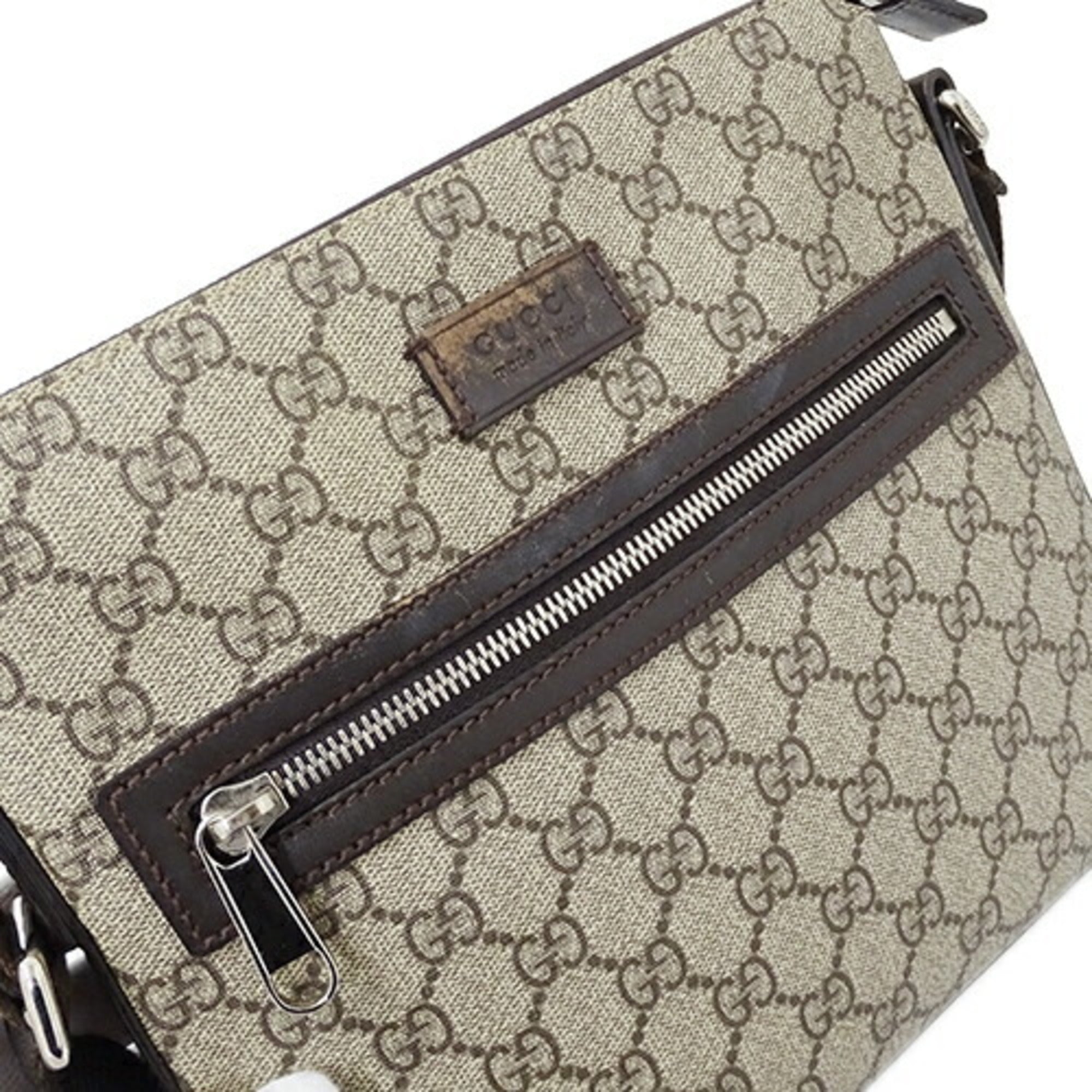 GUCCI Bag Men's Shoulder GG Supreme Brown Beige 406410 Crossbody