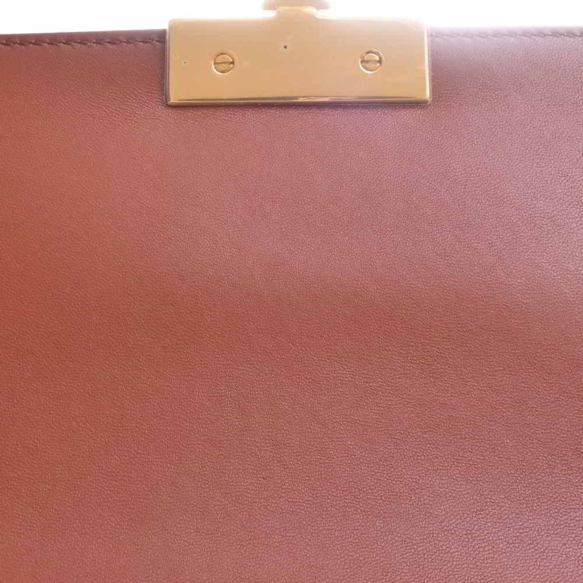 CHRISTIAN DIOR Leather Montaigne Shoulder Bag M9203UMOS Brown Women's