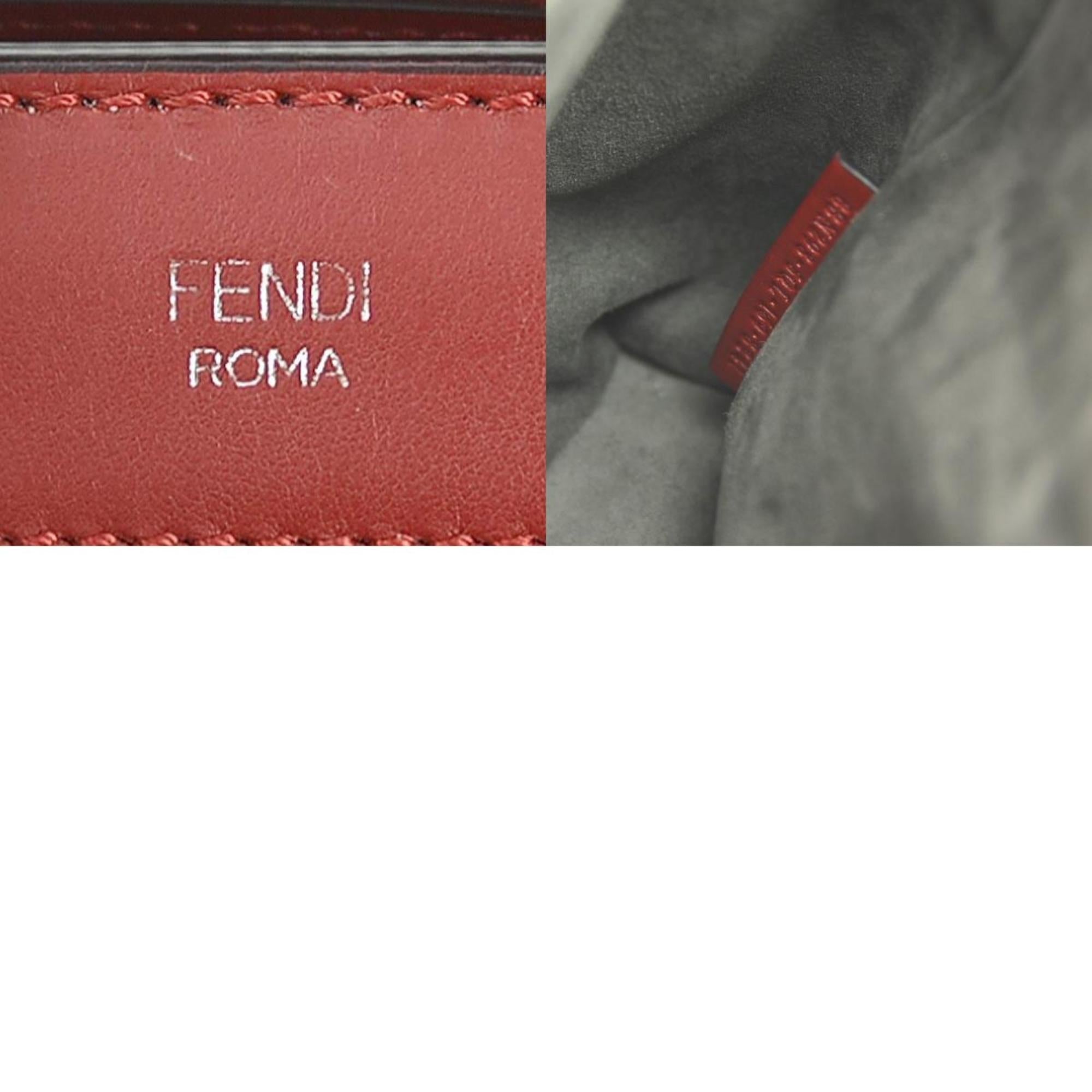FENDI handbag shoulder bag dot com leather red silver ladies e55932a