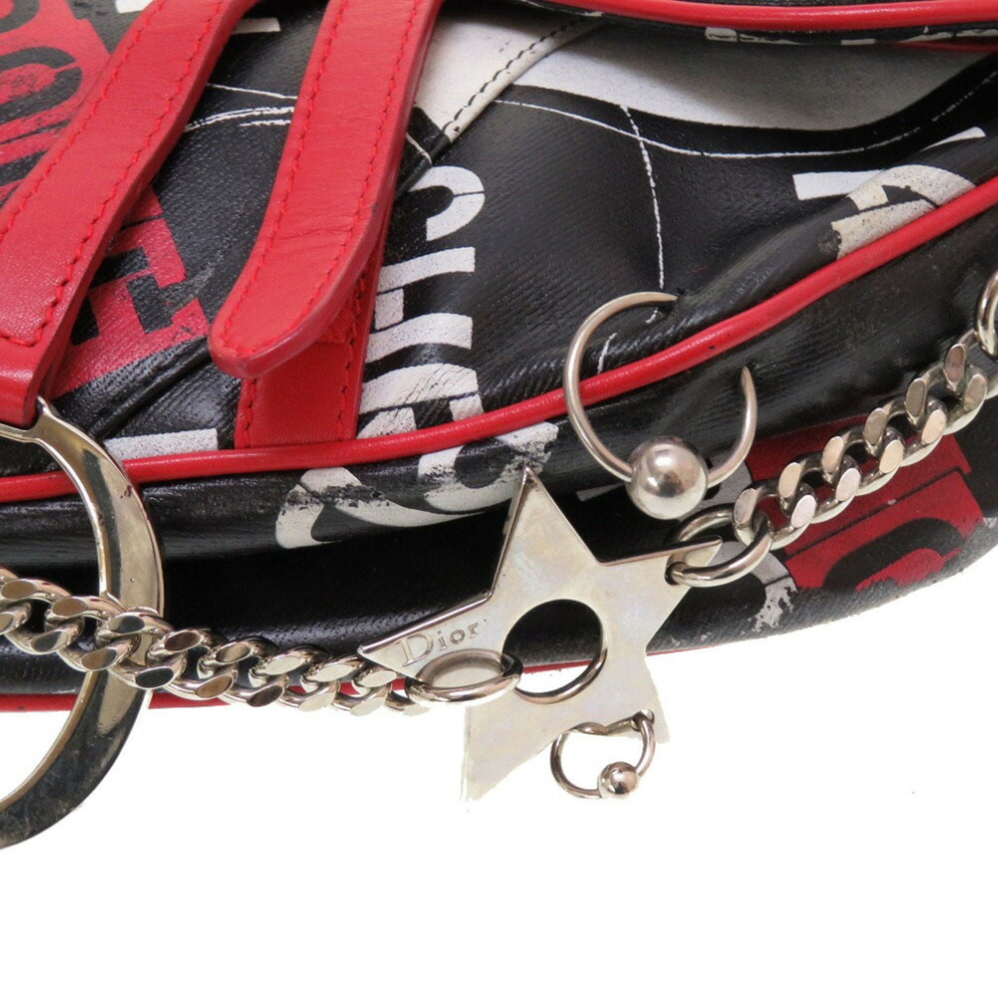 Christian Dior x John Galliano Hardcore Saddlebag Leather Black Red Handbag