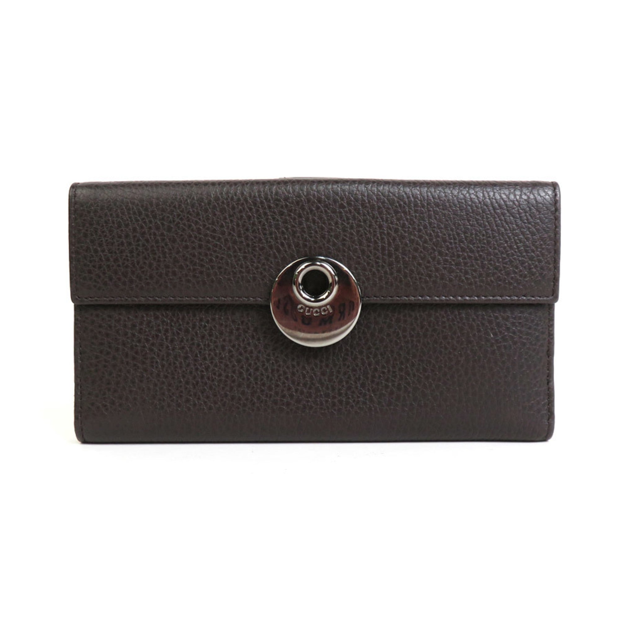 GUCCI Bifold Long Wallet Leather Brown Men's 231835