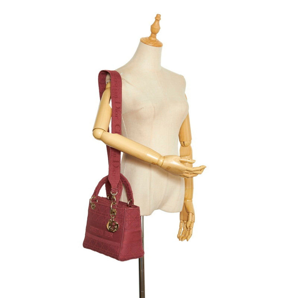CHRISTIAN DIOR Dior Canage Lady Delight Handbag Shoulder Bag Pink Canvas Ladies