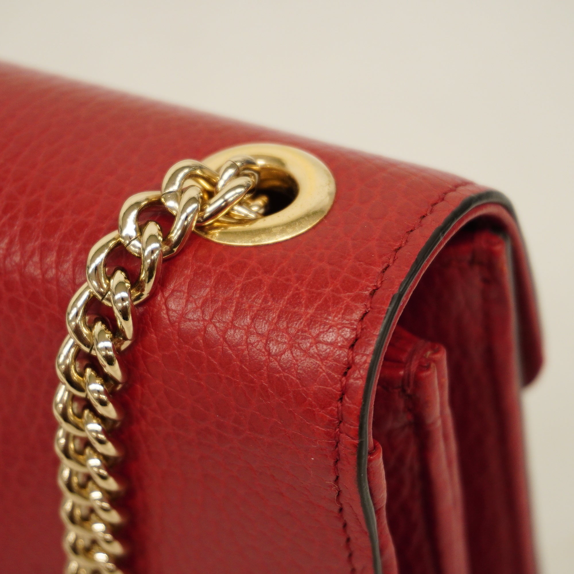 GUCCI  Interlocking G 510304 Women's Leather Shoulder Bag Red Color